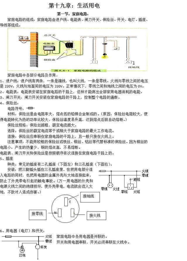 九年级物理 家庭电路还没掌握？这份资料会对你有帮助