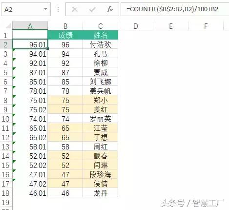 Excel里的一些加权算法应用