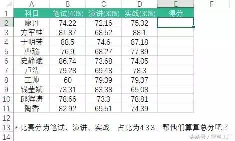 Excel里的一些加权算法应用