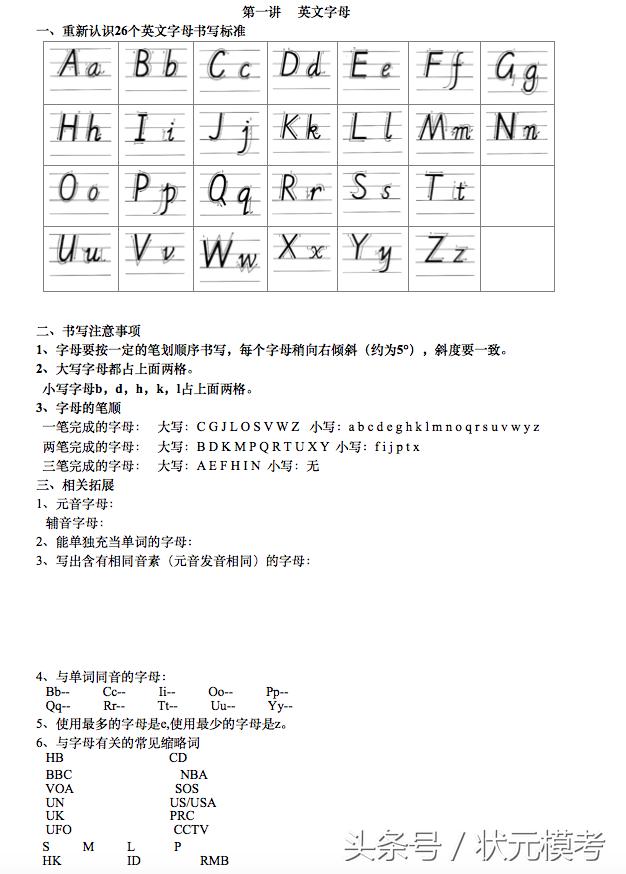 小升初英语专题讲解一 字母