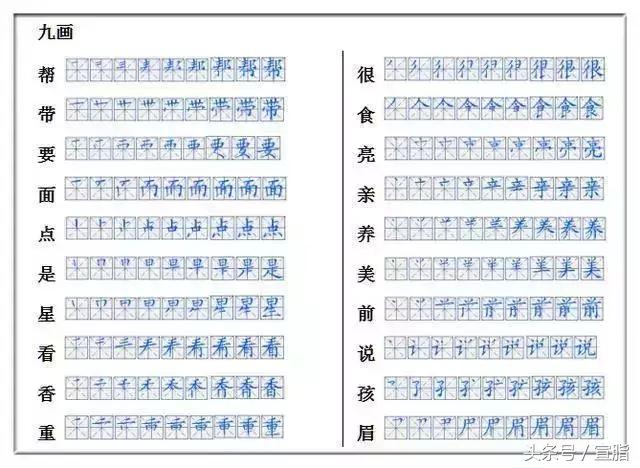 一年级要求会写的275个生字笔顺表