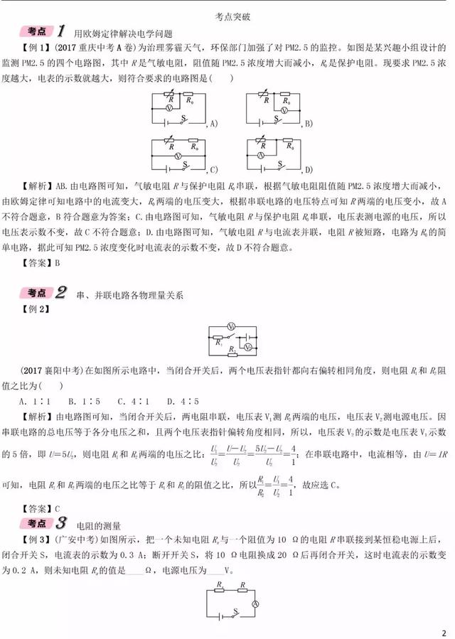 初中物理欧姆定律专题复习精讲试题