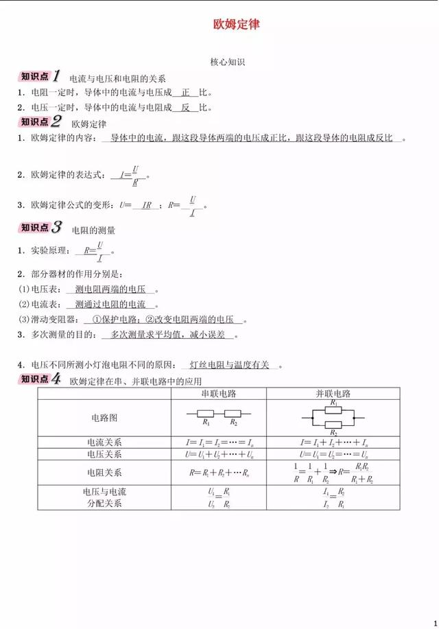 初中物理欧姆定律专题复习精讲试题