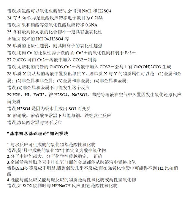 高中化学120个重点知识点，就算别的都不会也要记住这些