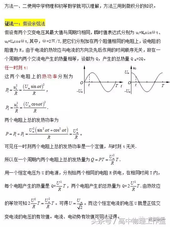 高中物理教材难点突破---正弦式交流电有效值证明