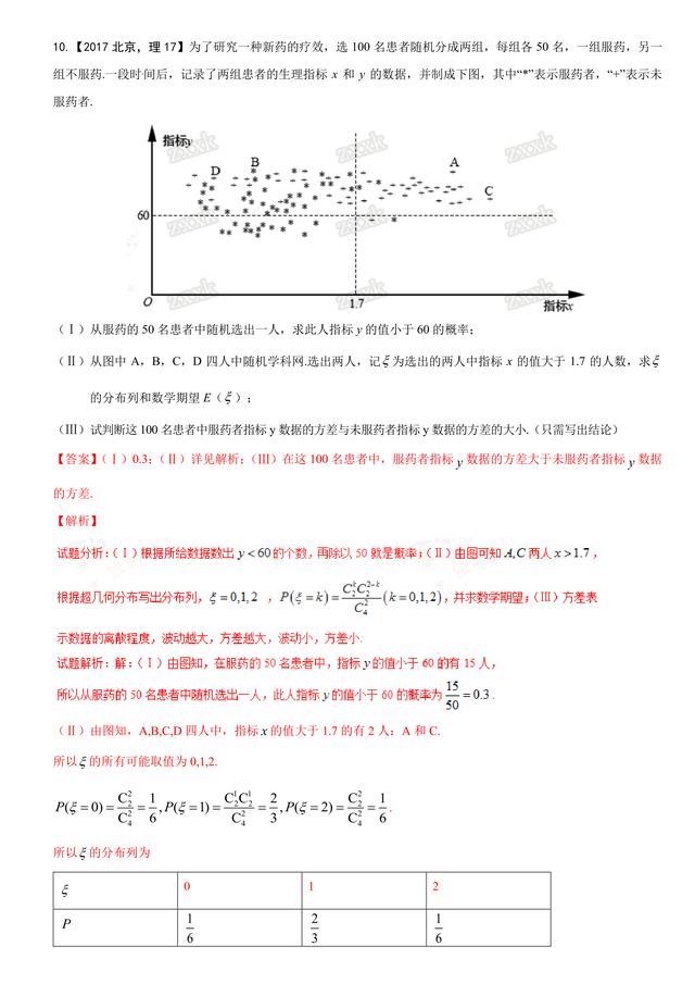 2017高考数学试题汇编：概率与统计，做真题掌握高考动向