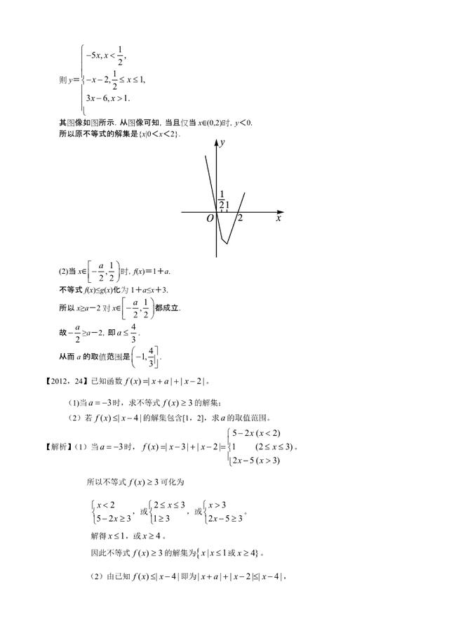 新课标全国卷1理科数学分类汇编 不等式选讲