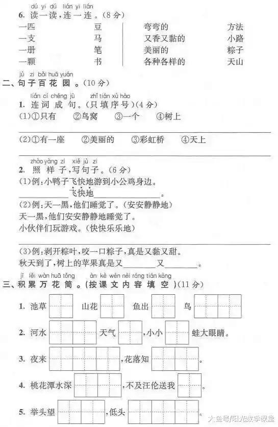 马上期中考试了，家长没会不会想测试下你的孩子呢。一二年级语文