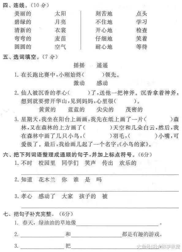 马上期中考试了，家长没会不会想测试下你的孩子呢。一二年级语文