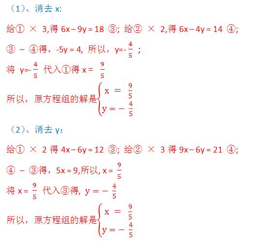 七年级数学：用加减消元法解二元一次方程组真题解析！（基础篇）