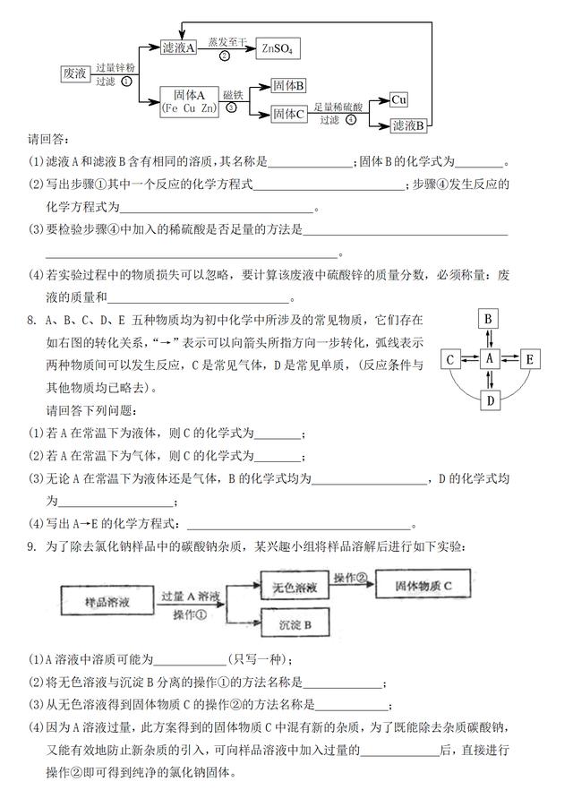 中考化学经典推断题21道，附答案（建议阅读后收藏）