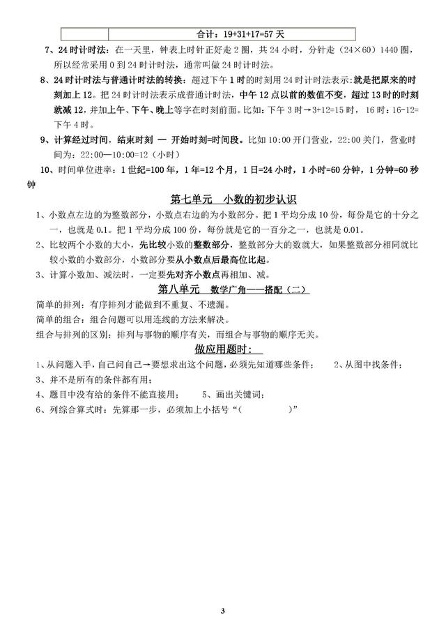 2018最新小数人教版三年级数学下册知识点总结归纳 家长老师必备