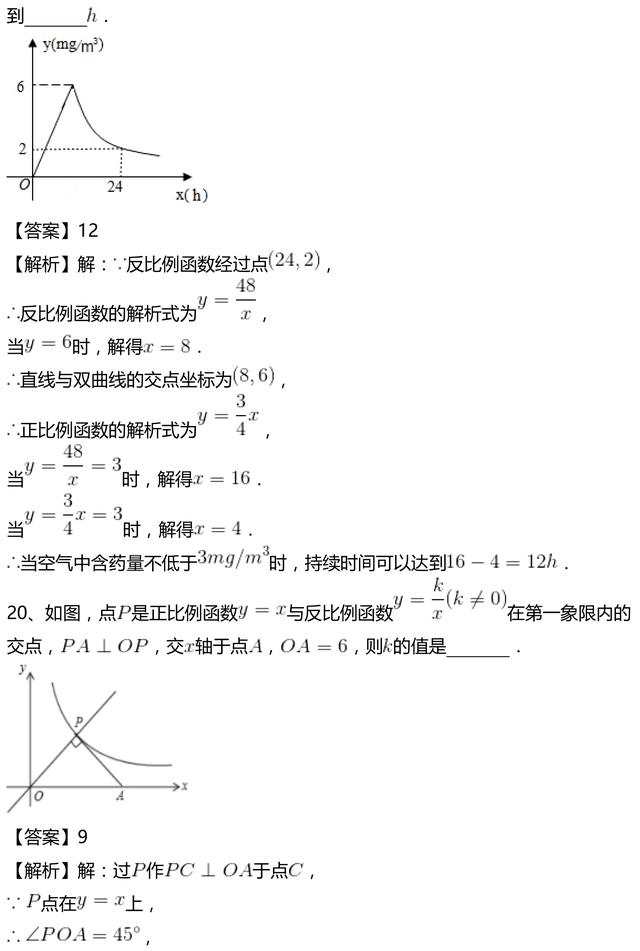 初二下册数学丨用反比例函数解决问题（3）