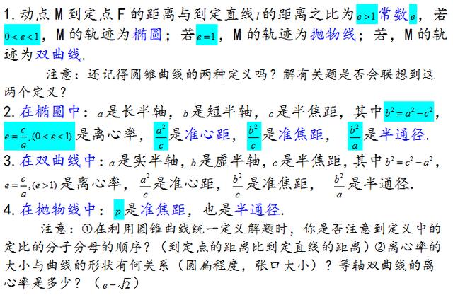 高中数学：圆锥曲线知识点归纳，就这么简单，希望你能看懂