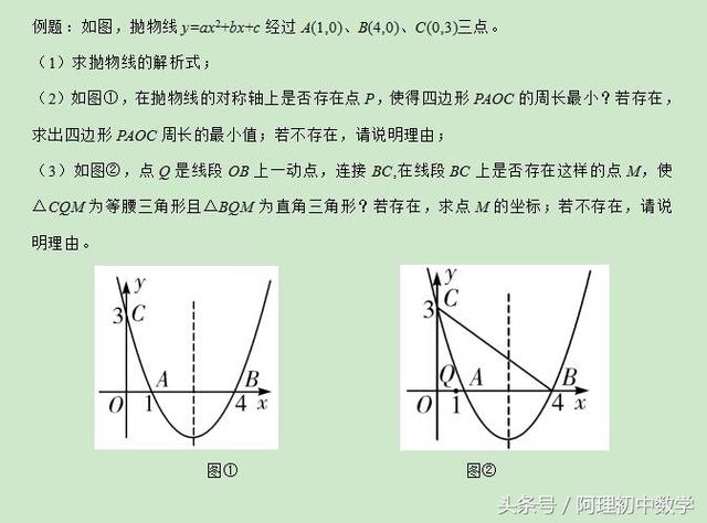 中考数学：二次函数与特殊三角形有关的问题