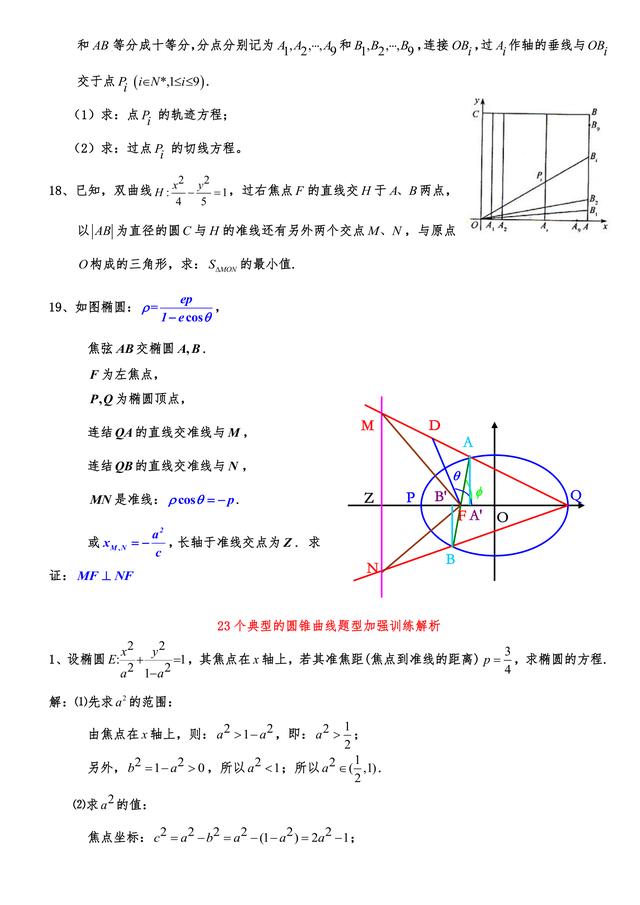 高中数学23个典型的圆锥曲线题型加强训练解析