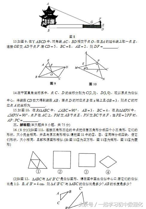 中考数学复习专题：相似三角形含答案详解