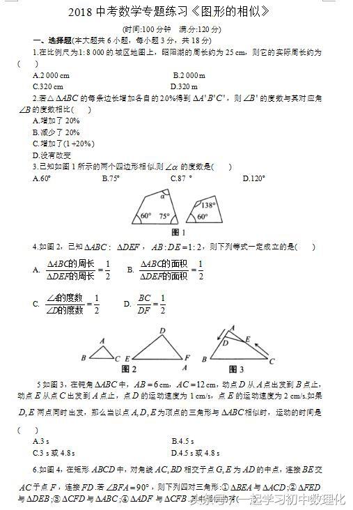 中考数学复习专题：相似三角形含答案详解