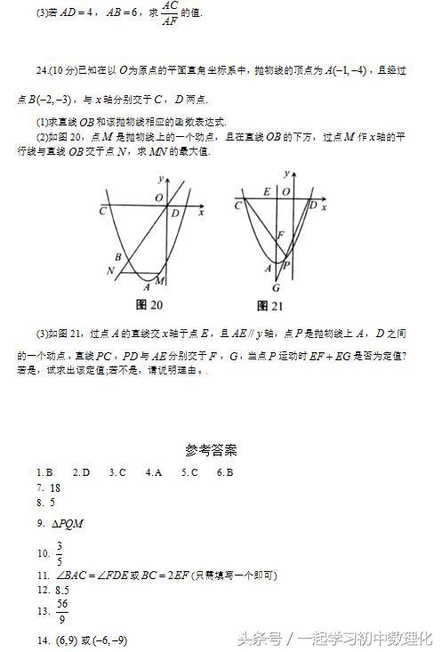 中考数学复习专题：相似三角形含答案详解