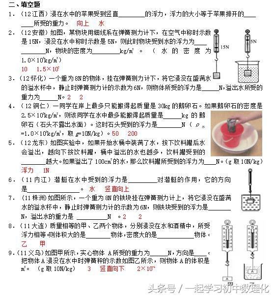 八年级物理第十章第二节 阿基米德原理同步练习含答案