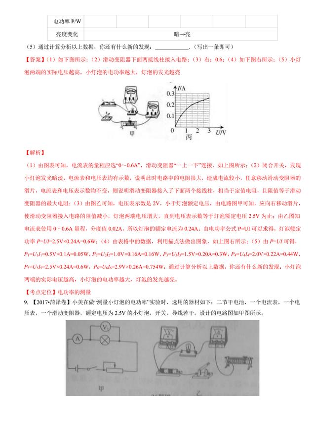 2017中考物理试题汇编与解析：电功率和电热 安全用电（39页）