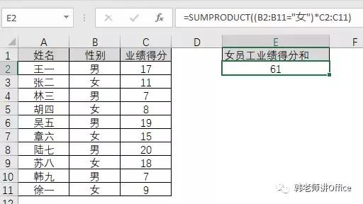 SUMPRODUCT函数的十二种用法