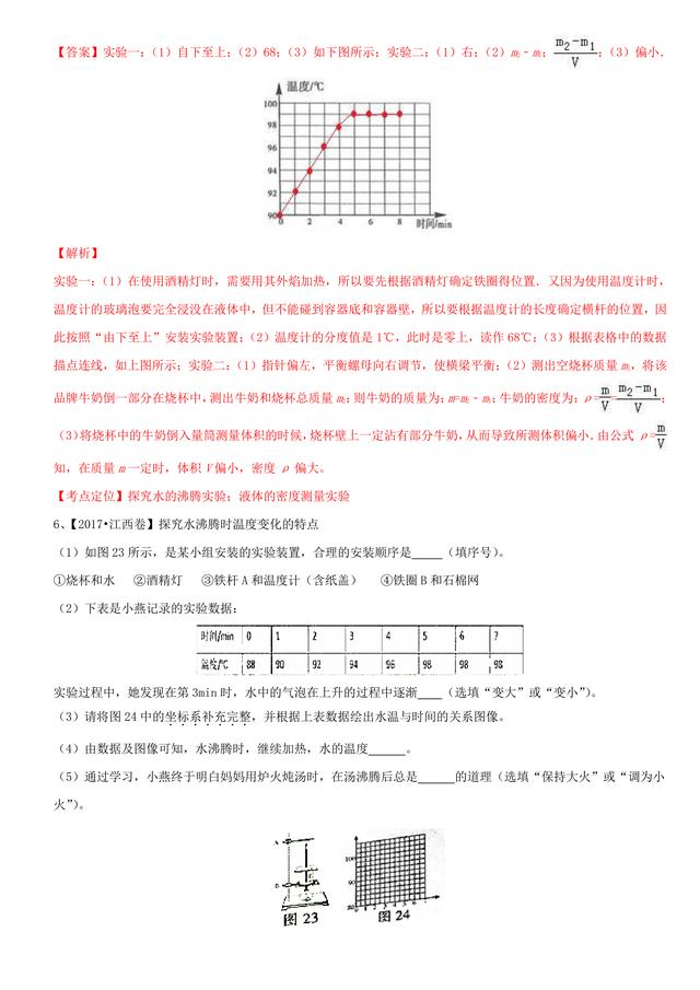 2017中考物理试题汇编：物态变化详细解析（14页超全）