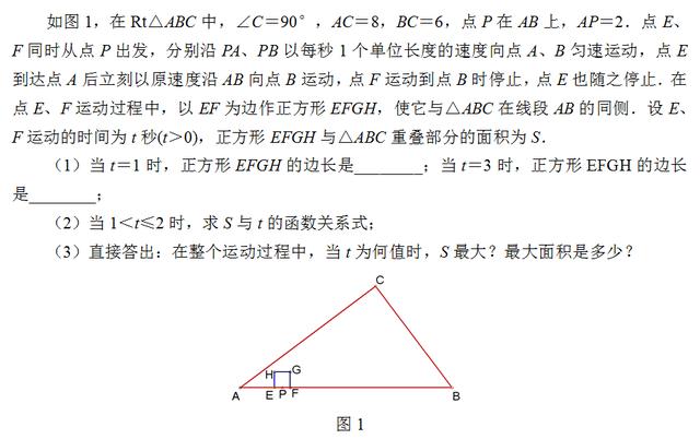 中考数学难点——由面积产生的函数关系问题2