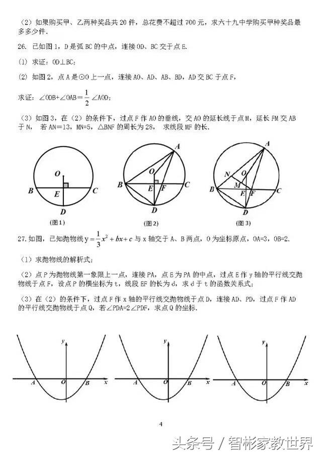 中考数学冲刺：一套重点中学模拟试题含答案