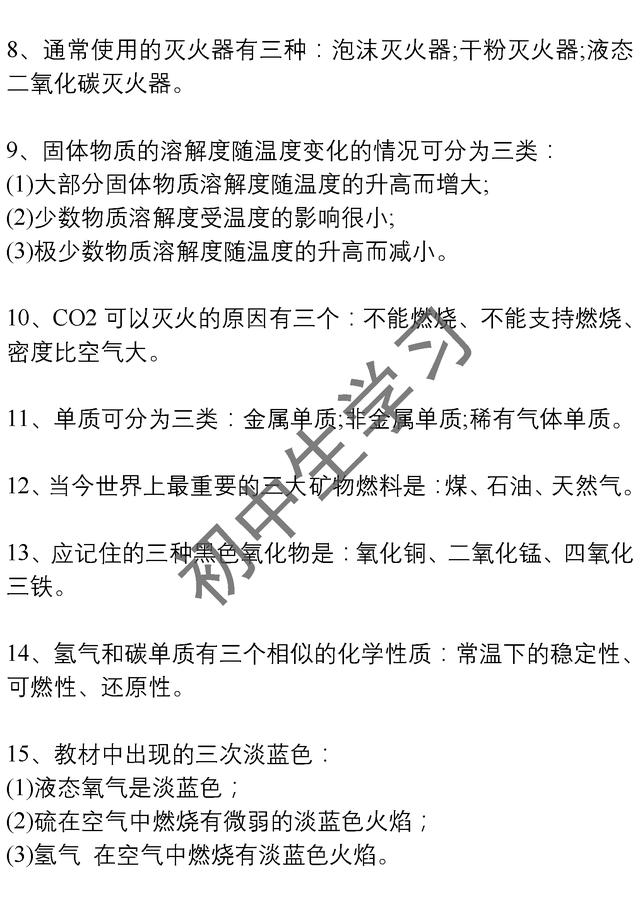 初中化学3年48张试卷中考到的50个考点，想考满分一定要背下来！