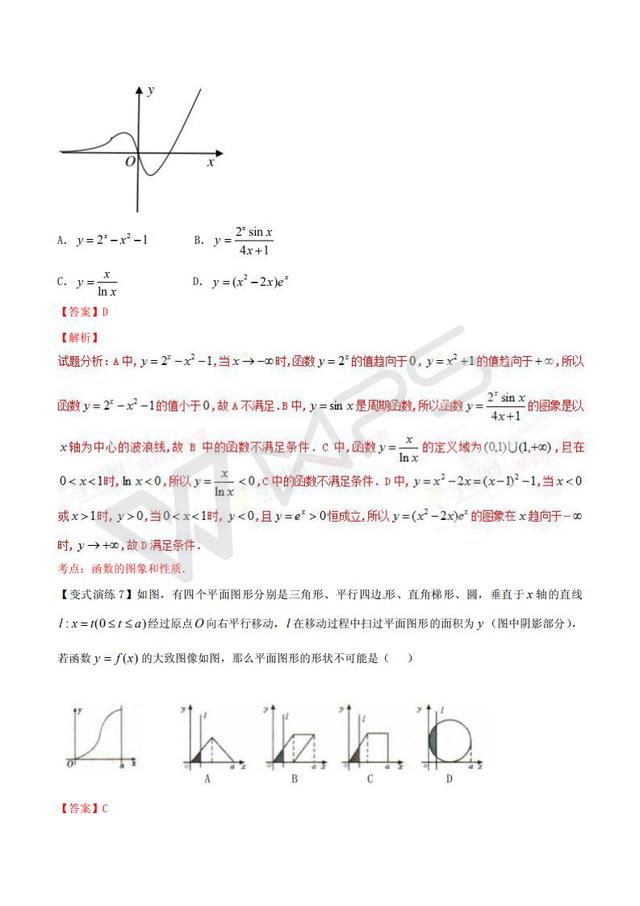 高考数学黄金解题模板：函数图像的判断（含答案）