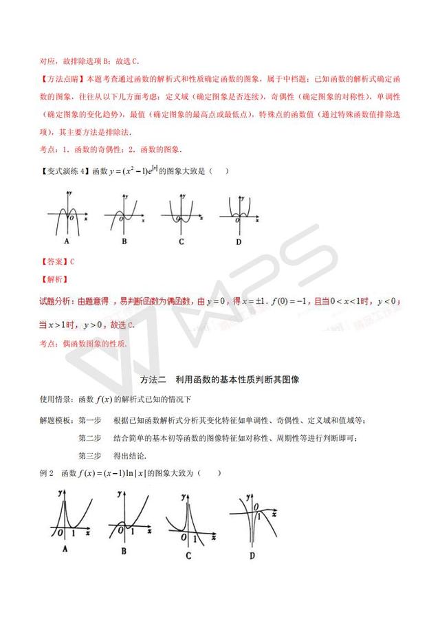 高考数学黄金解题模板：函数图像的判断（含答案）