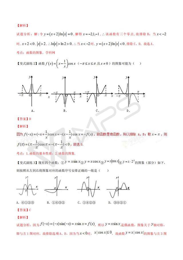 高考数学黄金解题模板：函数图像的判断（含答案）