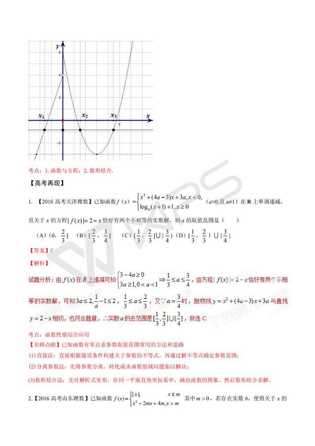 高考数学黄金解题模板：函数零点问题的解题模板（含答案）