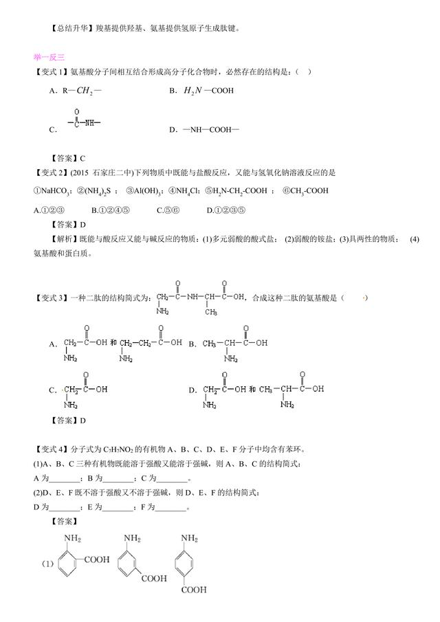 高考化学总复习冲刺：蛋白质，核酸知识点详细解析