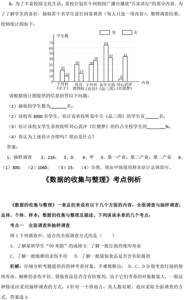 中考数学数据的收集与整理易考点汇总，掌握了，这类分千万要拿下