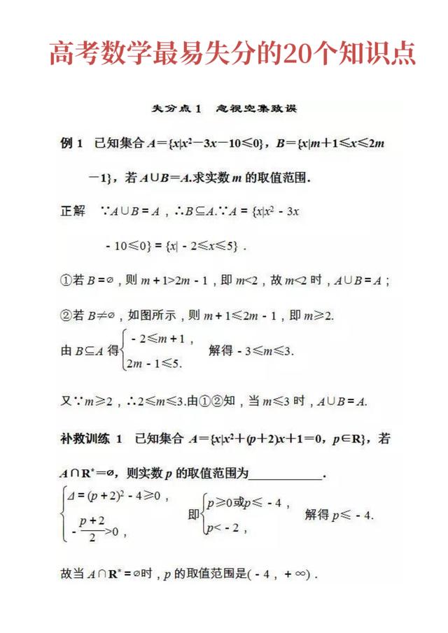 高考数学最易失分的20个知识点