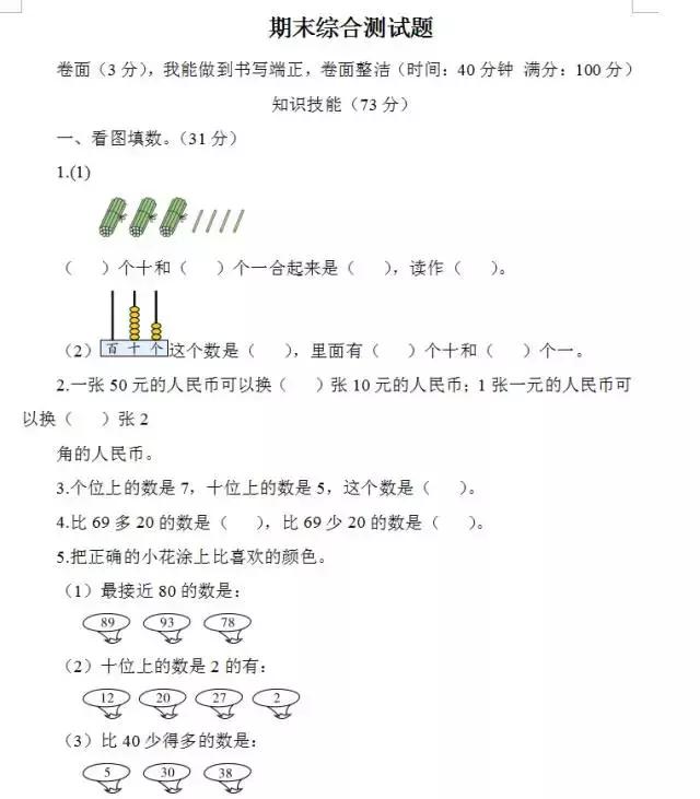 人教版：1~6年级数学提升卷，考点全面、难度适中，绝佳好资料！