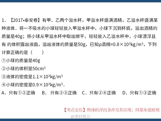 每日一练：初中物理中考真题——压强与浮力，初二初三都可练习