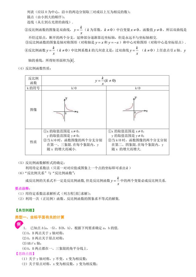 初中数学知识点解析，中考必备：平面直角坐标系与一次函数