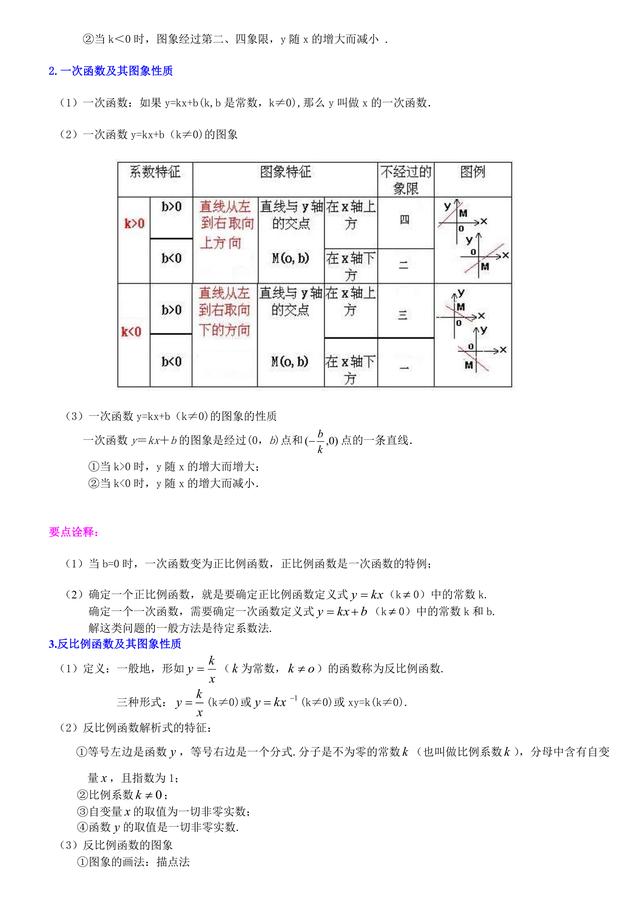 初中数学知识点解析，中考必备：平面直角坐标系与一次函数