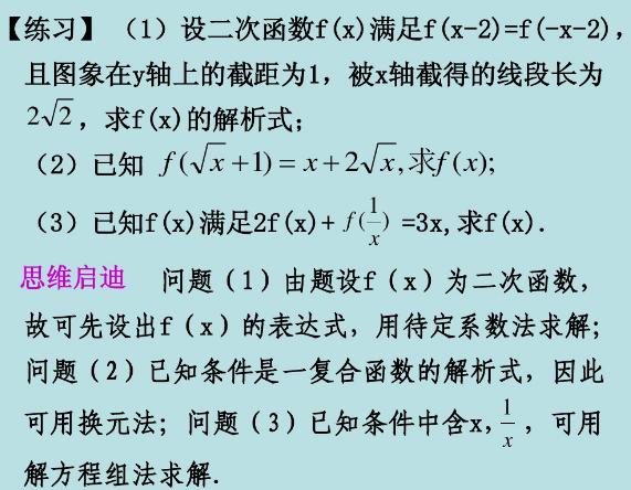 高中数学重点求函数解析式，待定系数、方程组、赋值、图像汇总