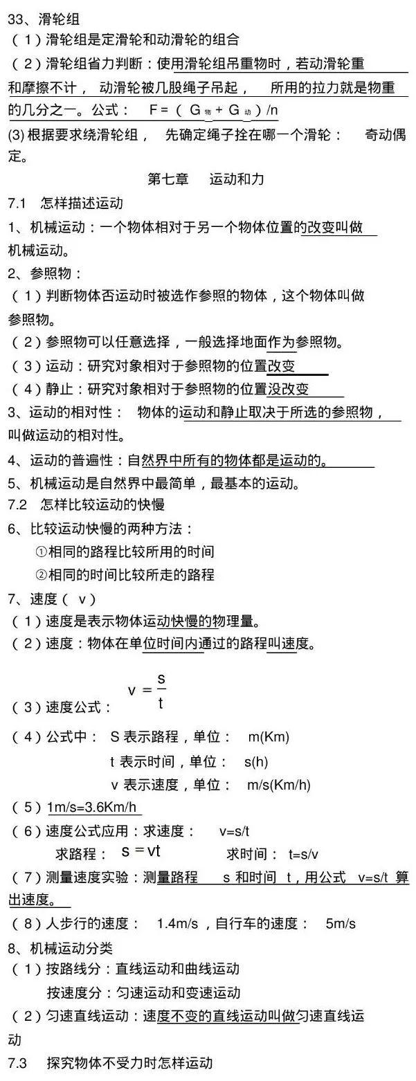 沪粤版八年级物理下知识总结（可打印），是我见过最全的复习资料