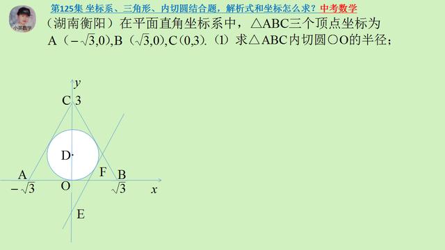 中考数学：坐标系、三角形、内切圆结合题，解析式和坐标怎么求？