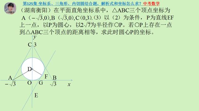 中考数学：坐标系、三角形、内切圆结合题，解析式和坐标怎么求？