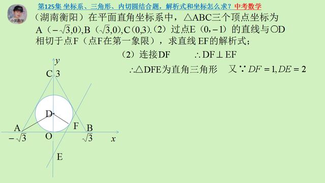 中考数学：坐标系、三角形、内切圆结合题，解析式和坐标怎么求？