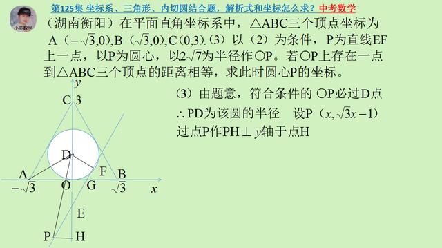 中考数学：坐标系、三角形、内切圆结合题，解析式和坐标怎么求？