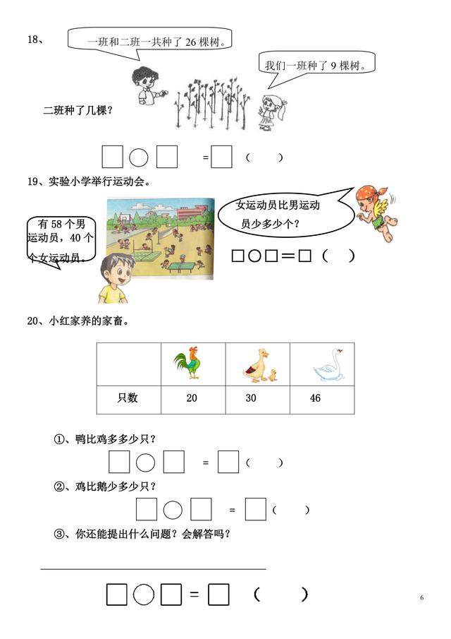 人教版一年级（下）数学分单元总复习资料（下半部分）