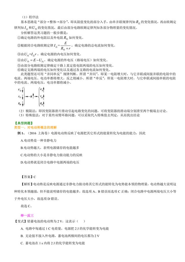 高考物理总复习冲刺：闭合电路的欧姆定律知识点详细解析