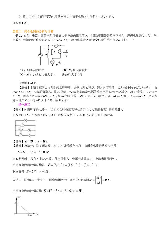 高考物理总复习冲刺：闭合电路的欧姆定律知识点详细解析